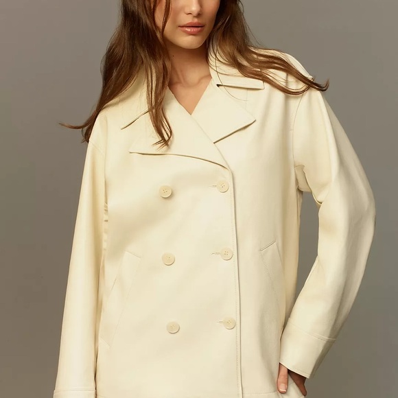 Anthropologie Maeve Faux-Leather Cocoon Blazer Jacket - Picture 3 of 6